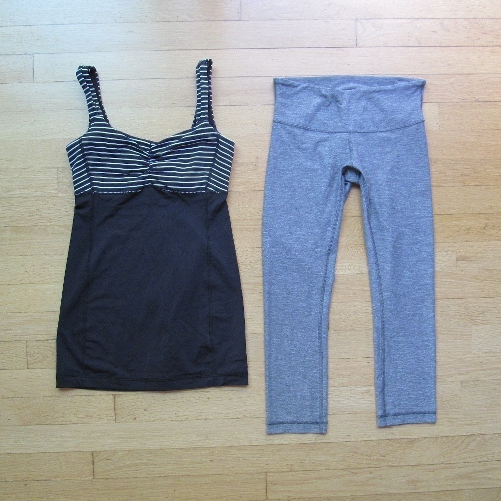 Ladies Lululemon Two Athletic Workout Top & Crop Leggings Size 4